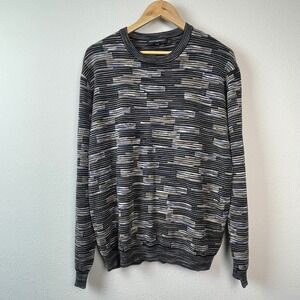 Jhane Barnes Sweater Mens M Vintage Black‎ Silk Cotton Old Money Textured Knit